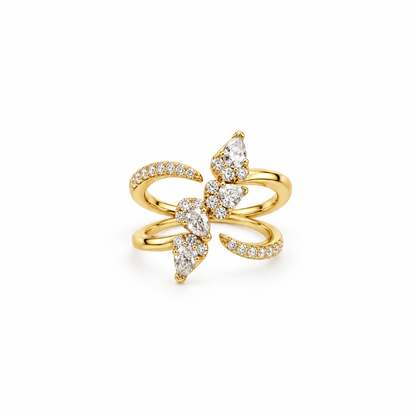 Cascading Mixed Diamond Ring