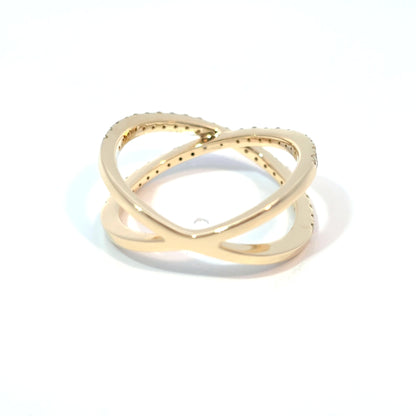 14k Gold Crossover Ring Round-cut Diamonds 0.50cttw
