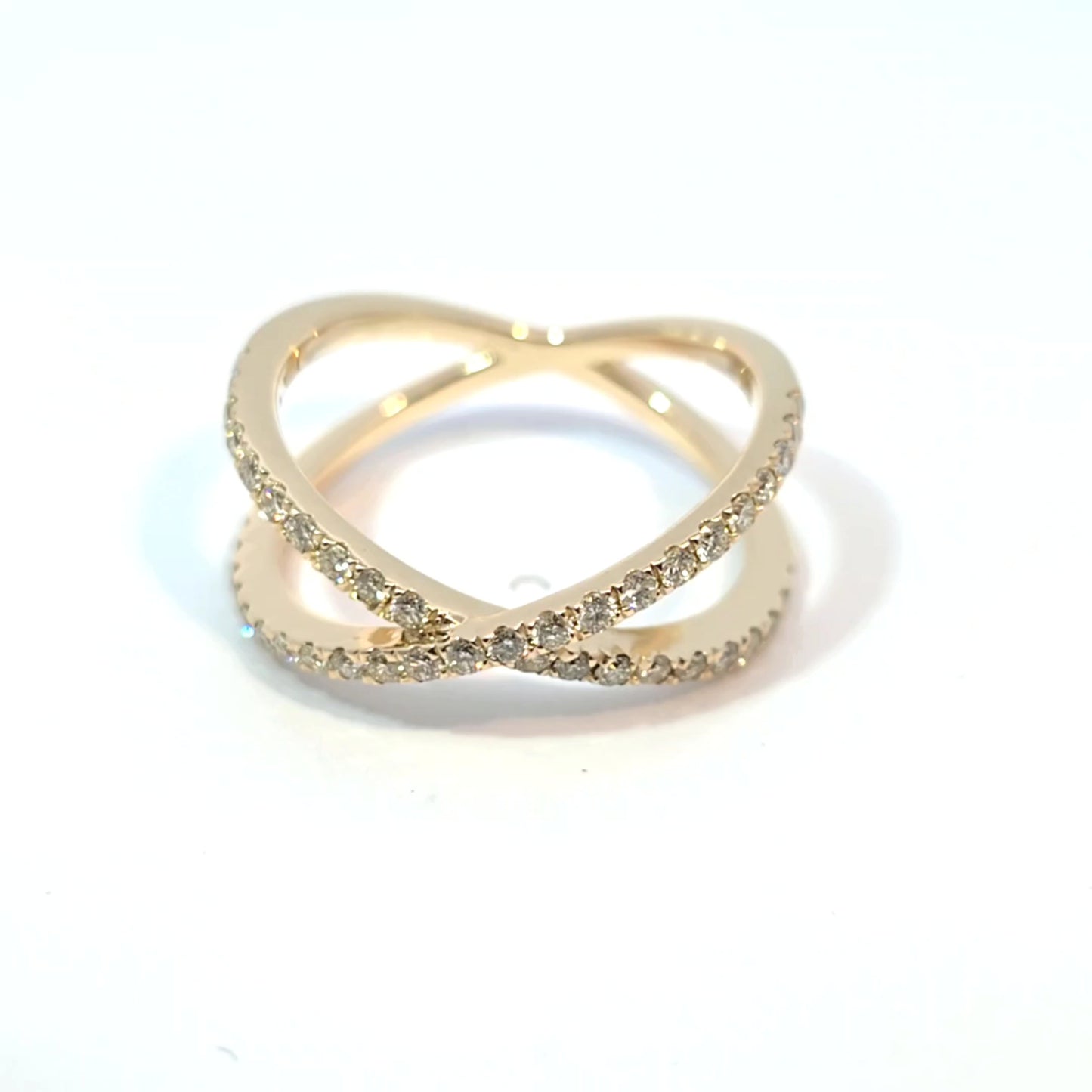 14k Gold Crossover Ring Round-cut Diamonds 0.50cttw
