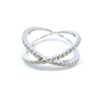 14k Gold Crossover Ring Round-cut Diamonds 0.50cttw