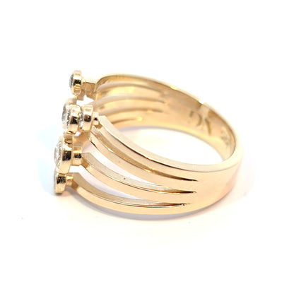 14k Yellow Gold 9-Stone Round Diamond Bezel-set Cluster Ring