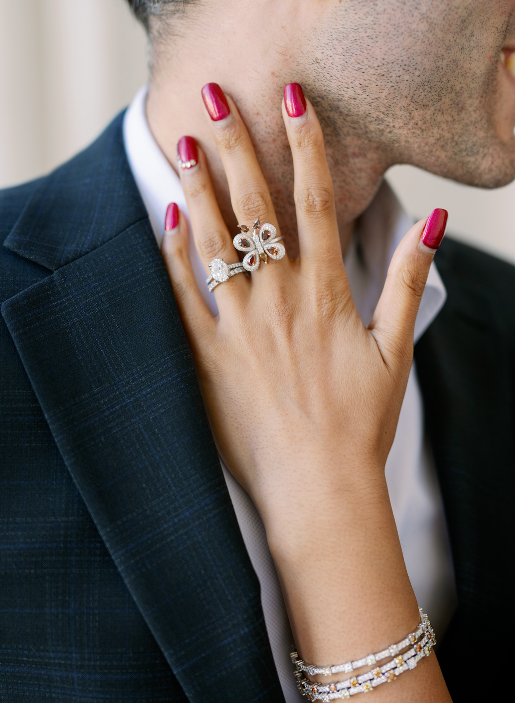 Champagne Diamond Butterfly Ring