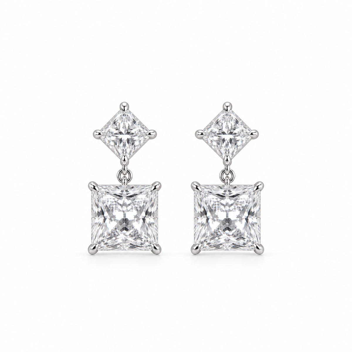 Solène Princess Diamond Drop Earrings