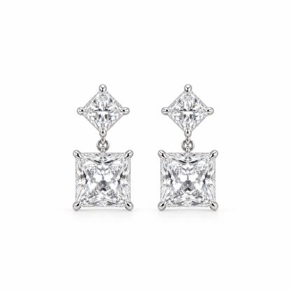 Solène Princess Diamond Drop Earrings