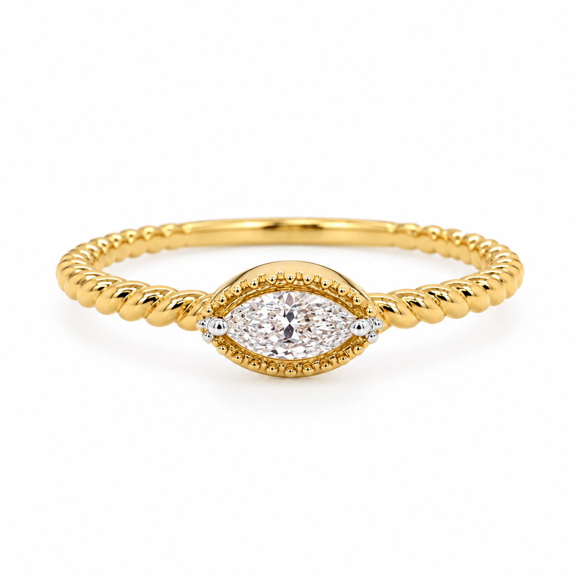 Marquise on Vintage Rope Stackable Diamond Ring