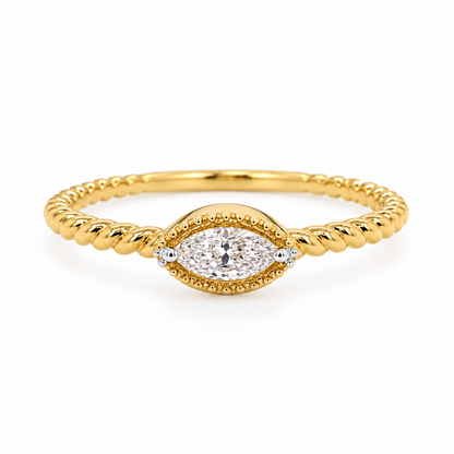 Marquise on Vintage Rope Stackable Diamond Ring