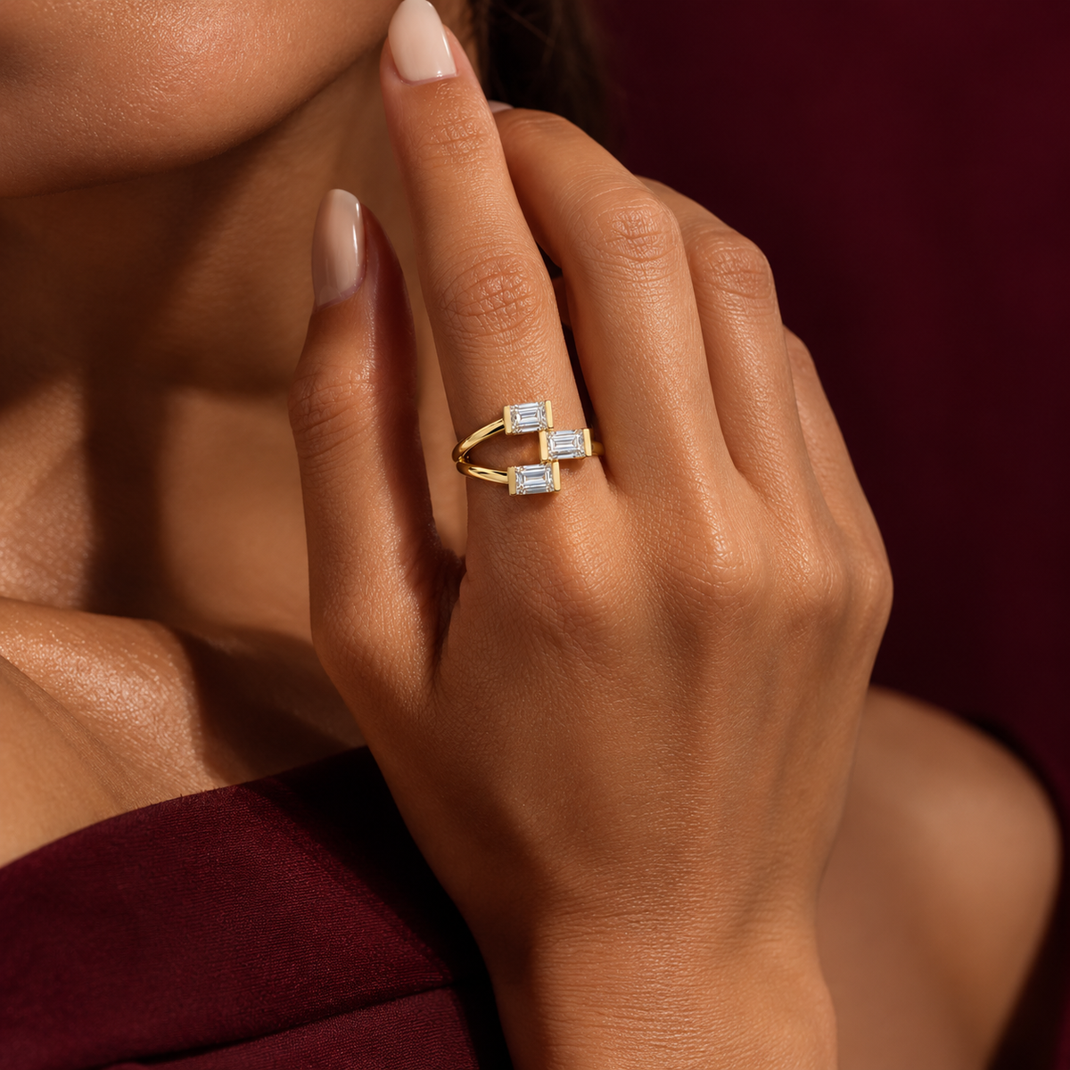 Baguette Off Set Ring