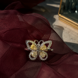 Yellow Pear Diamond Butterfly Ring