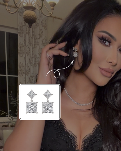 Solène Princess Diamond Drop Earrings