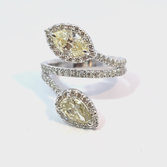 Double Diamond Bypass Ring