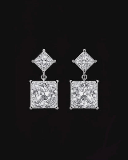 Solène Princess Diamond Drop Earrings