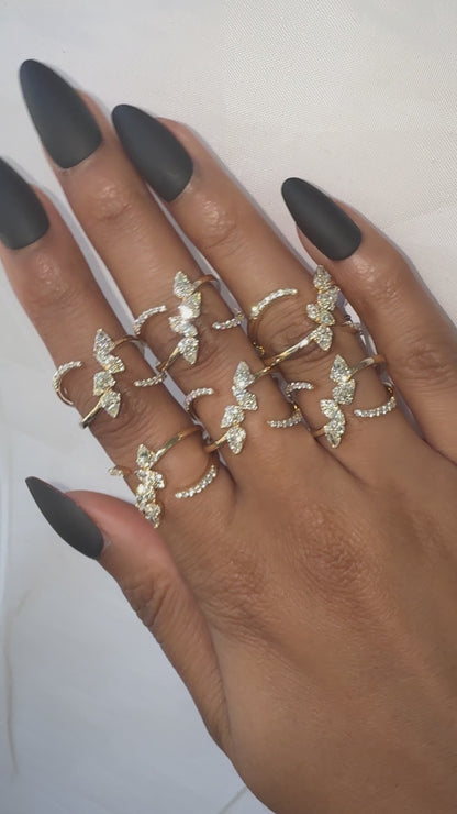 Cascading Mixed Diamond Ring