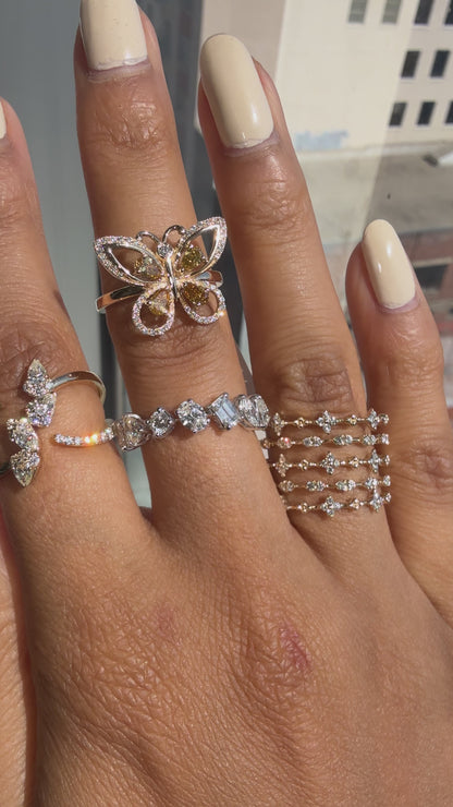 Cascading Mixed Diamond Ring
