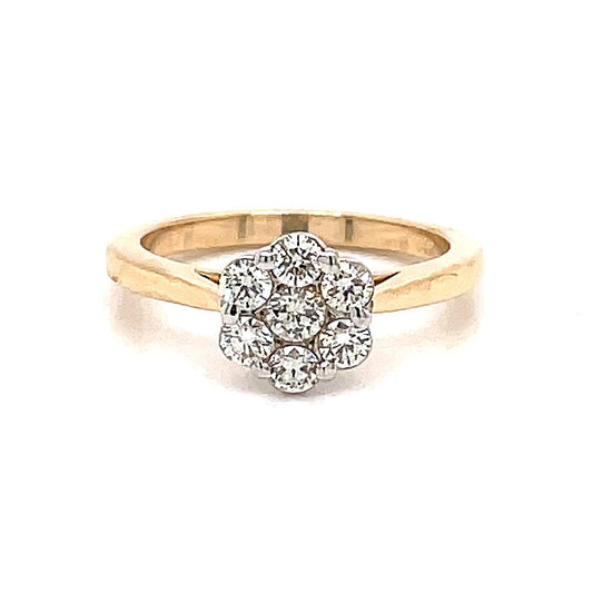 Diamond Flower Ring in 14K White, Rose, or Yellow Gold