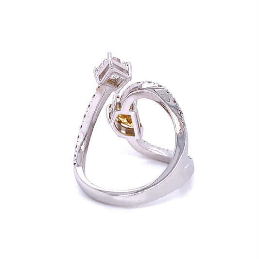 Unique Fancy Diamond Loop Ring in 18K White Gold