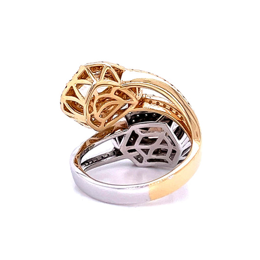 Two-Tone Fancy Diamond Bypass Ring in 14K White and Yellow Gold