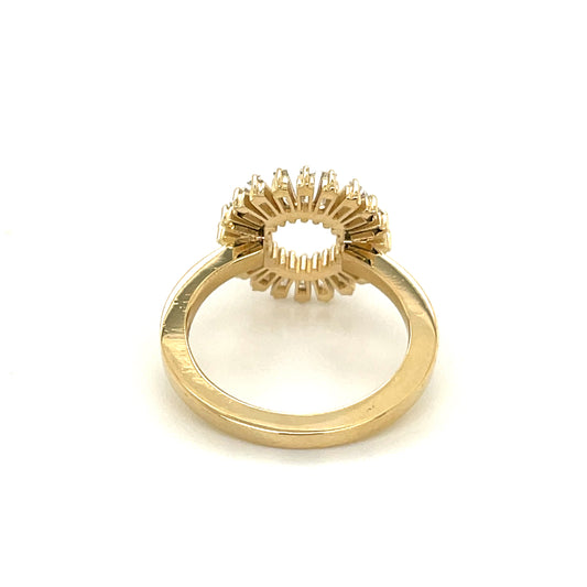 Baguette Diamond Disc Ring in 14k White, Yellow, or Rose Gold