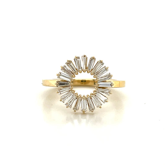 Baguette Diamond Disc Ring in 14k White, Yellow, or Rose Gold