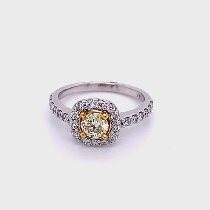 Fancy Halo Diamond Engagement Ring in 14K Two-Tone Gold