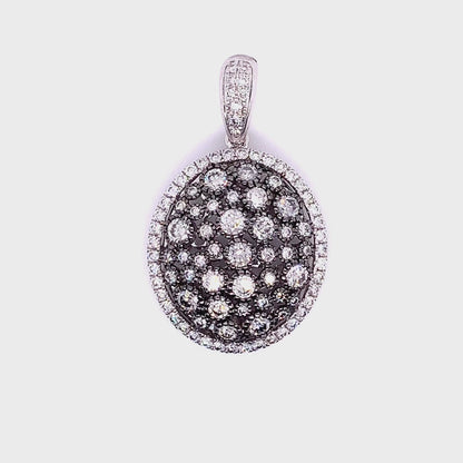 Cluster Diamond Pendant in 14K White Gold and Black Rhodium