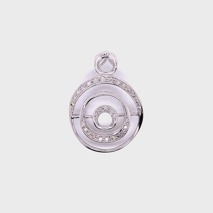 Concentric Circle Diamond Pendant in White Gold