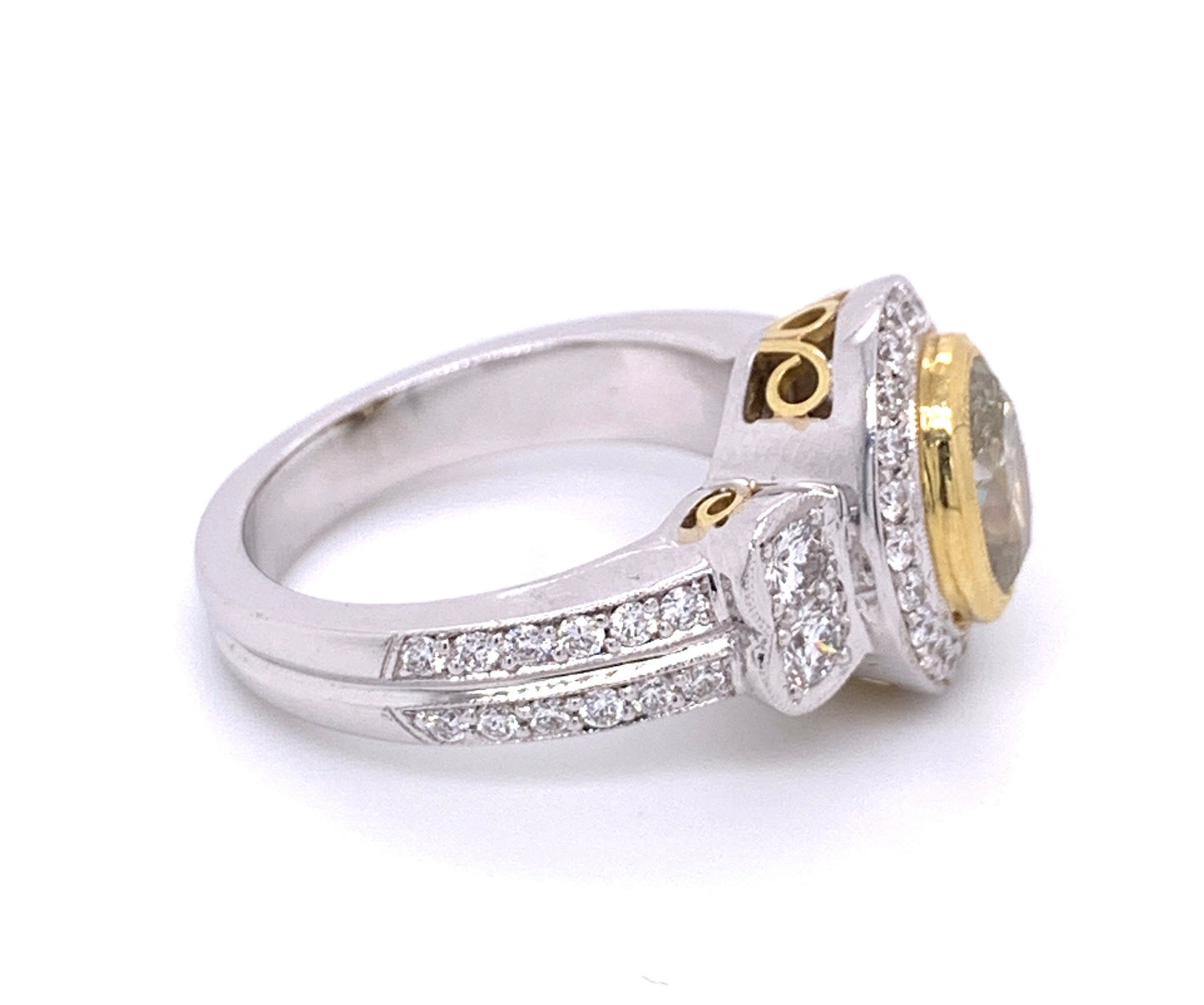 Fancy Oval Diamond Halo Ring