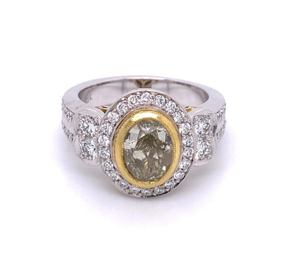 Fancy Oval Diamond Halo Ring