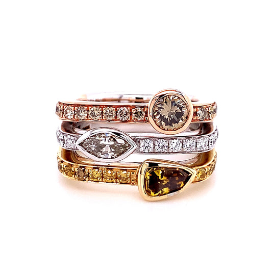 Triple Row Trigold Diamond Ring