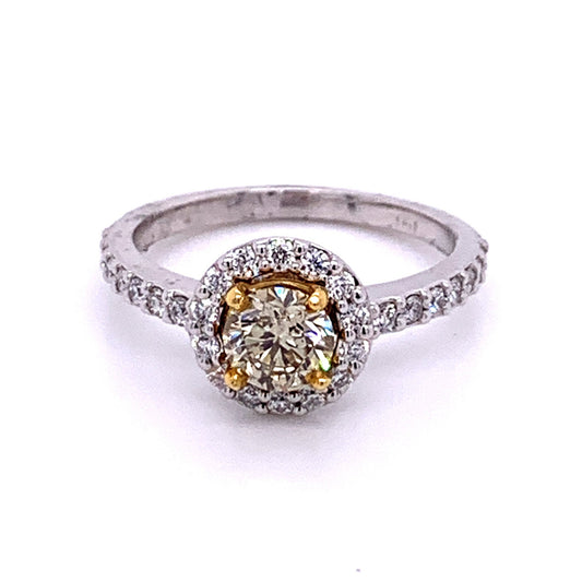 Fancy Halo Diamond Engagement Ring in 14K Two-Tone Gold