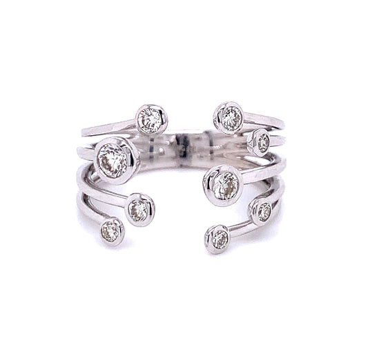 Open Cuff Diamond Bubble Ring