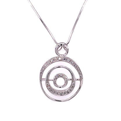 Concentric Circle Diamond Pendant in White Gold