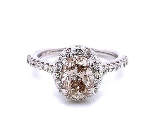 Fancy Oval Halo Diamond Engagement Ring