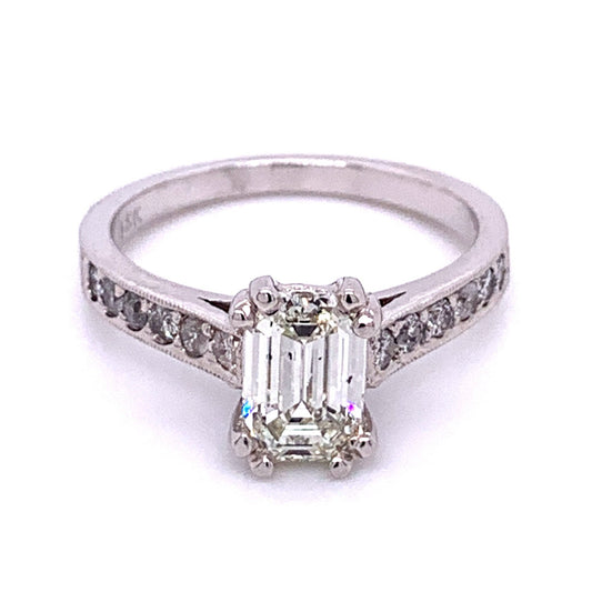 Emerald Cut Diamond Engagement Ring in 14K White Gold