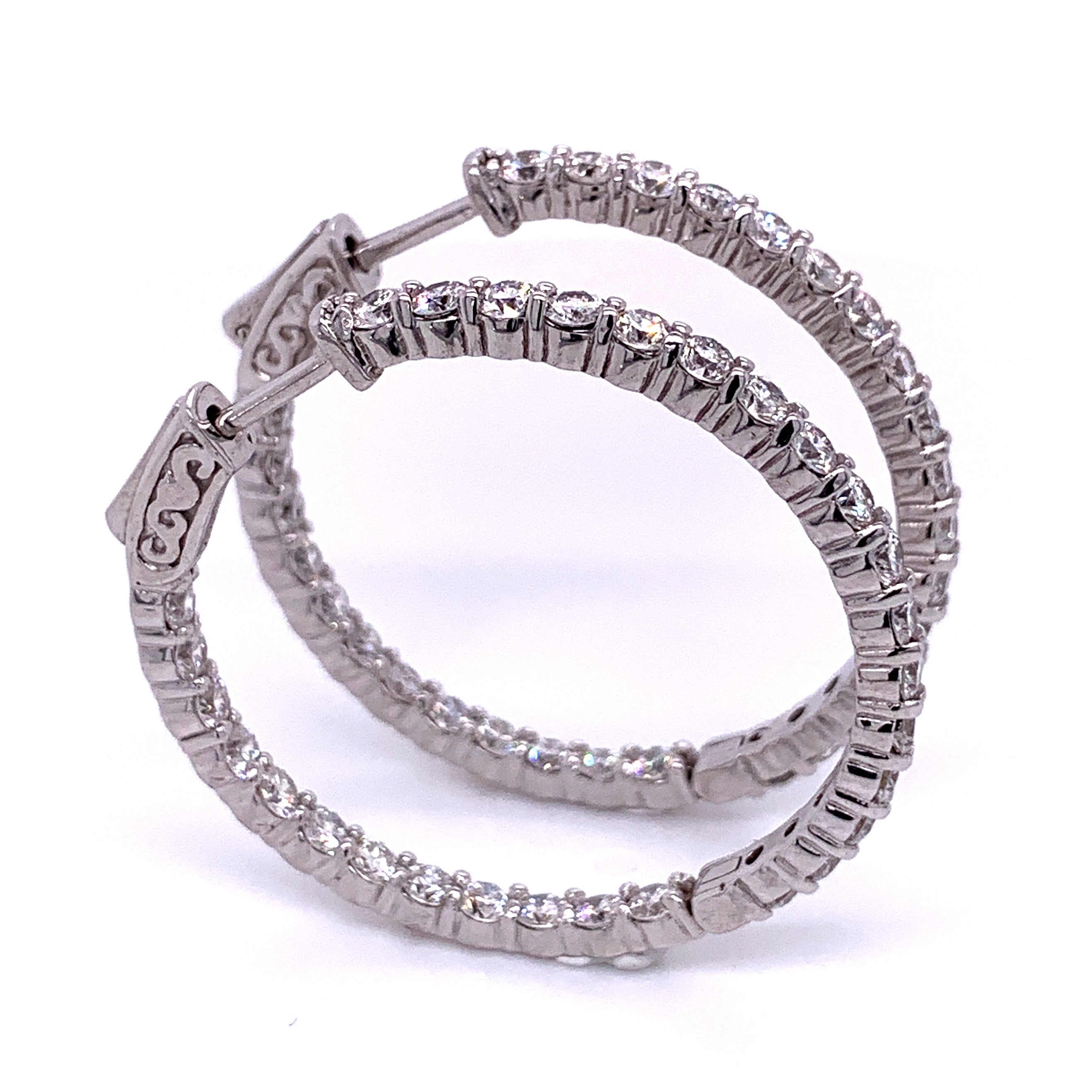 White Gold and Diamond Hoop Earrings