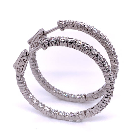 White Gold and Diamond Hoop Earrings