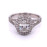 Oval Halo Diamond Engagement Ring in 18K White Gold