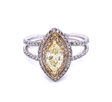 Marquise Double Halo Diamond Ring in 14K Two-Tone Gold