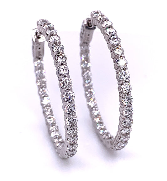 White Gold and Diamond Hoop Earrings