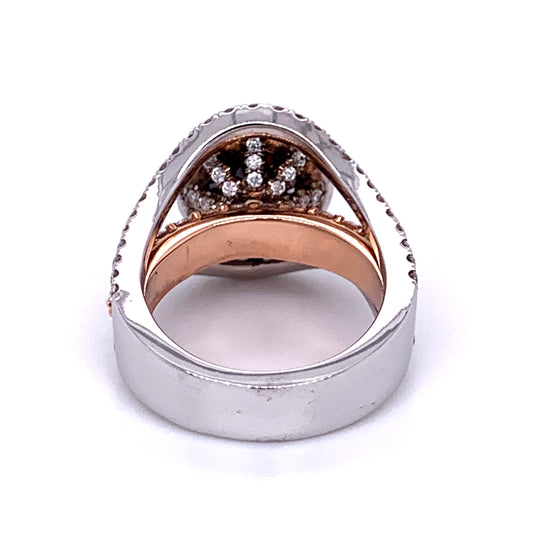 Cognac Halo Diamond Ring in 14K Two-Tone Gold