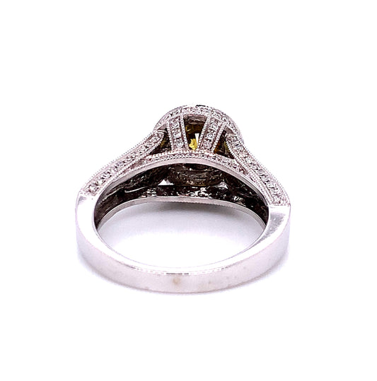 Fancy Yellow Diamond Engagement Ring in 14K White Gold