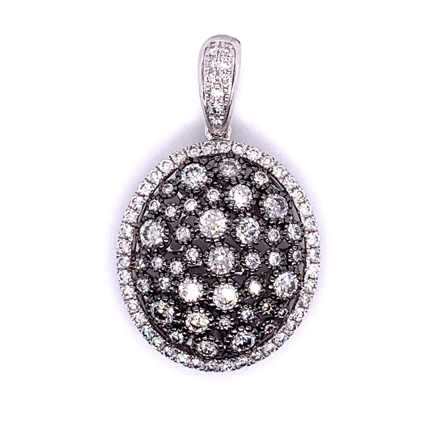 Cluster Diamond Pendant in 14K White Gold and Black Rhodium