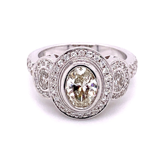 3 Stone Oval Diamond Engagement Ring