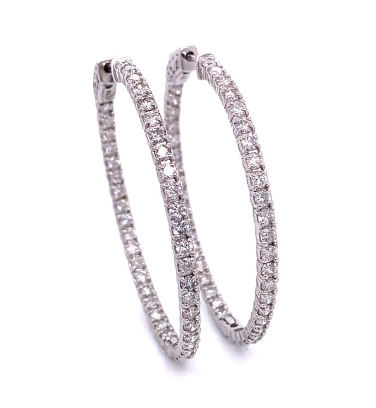 Classic Diamond Oval Hoop Earrings